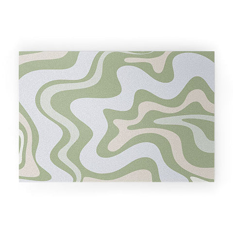 Kierkegaard Design Studio Liquid Swirl Contemporary Light Sage Welcome Mat