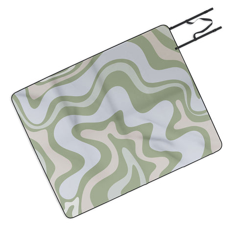 Kierkegaard Design Studio Liquid Swirl Contemporary Light Sage Picnic Blanket
