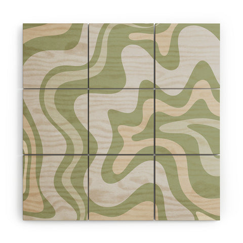 Kierkegaard Design Studio Liquid Swirl Contemporary Light Sage Wood Wall Mural