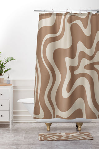 Kierkegaard Design Studio Liquid Swirl Contemporary Shower Curtain And Mat