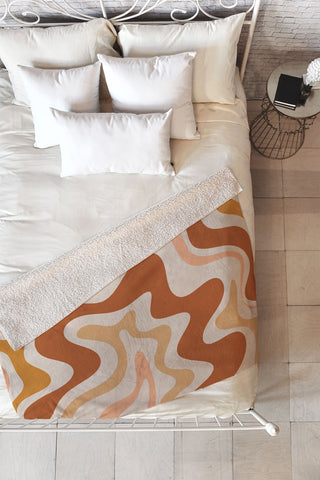 Kierkegaard Design Studio Liquid Swirl Earth Tones Fleece Throw Blanket