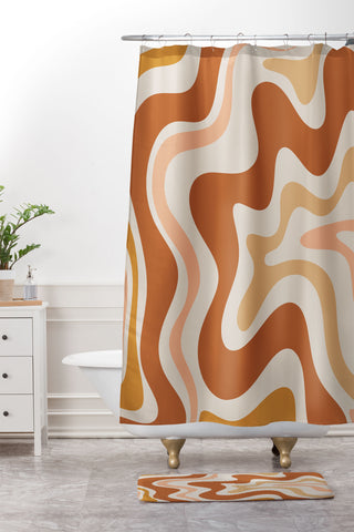 Kierkegaard Design Studio Liquid Swirl Earth Tones Shower Curtain And Mat