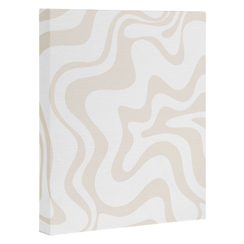 Kierkegaard Design Studio Liquid Swirl Pale Beige and White Art Canvas
