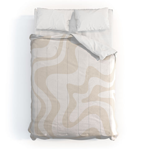 Kierkegaard Design Studio Liquid Swirl Pale Beige and White Comforter