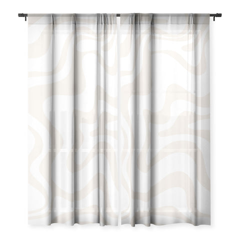 Kierkegaard Design Studio Liquid Swirl Pale Beige and White Sheer Non Repeat