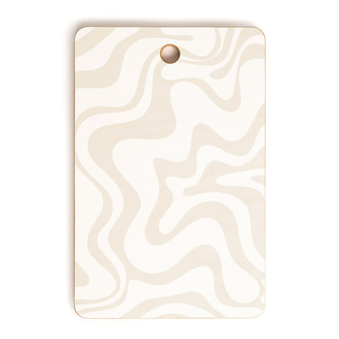 Kierkegaard Design Studio Liquid Swirl Pale Beige and White Cutting Board Rectangle