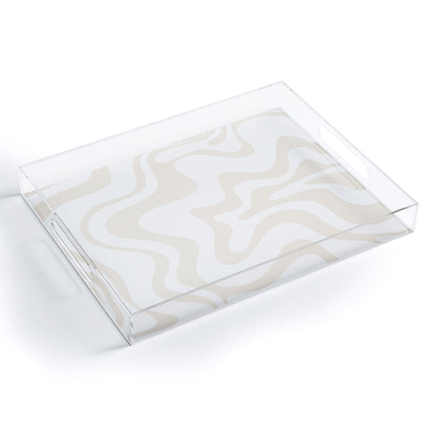 Kierkegaard Design Studio Liquid Swirl Pale Beige and White Acrylic Tray