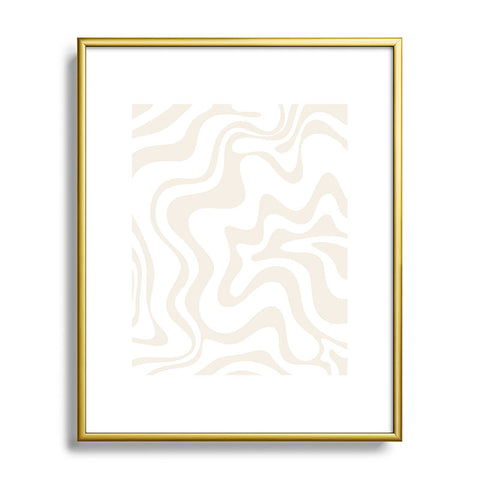 Kierkegaard Design Studio Liquid Swirl Pale Beige and White Metal Framed Art Print