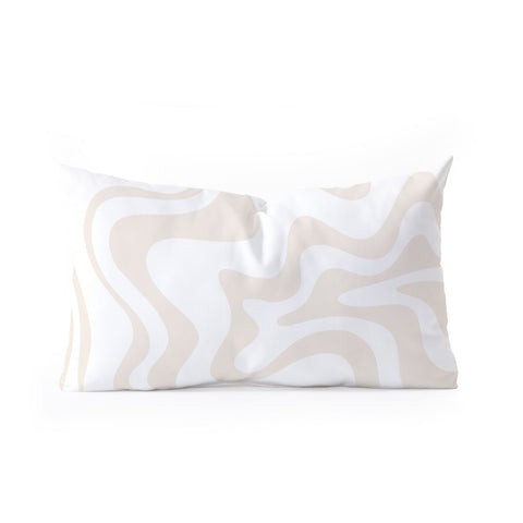 Kierkegaard Design Studio Liquid Swirl Pale Beige and White Oblong Throw Pillow