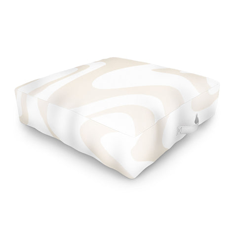 Kierkegaard Design Studio Liquid Swirl Pale Beige and White Outdoor Floor Cushion