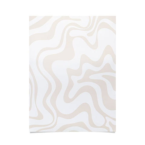 Kierkegaard Design Studio Liquid Swirl Pale Beige and White Poster