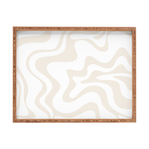 Kierkegaard Design Studio Liquid Swirl Pale Beige and White Rectangular Tray
