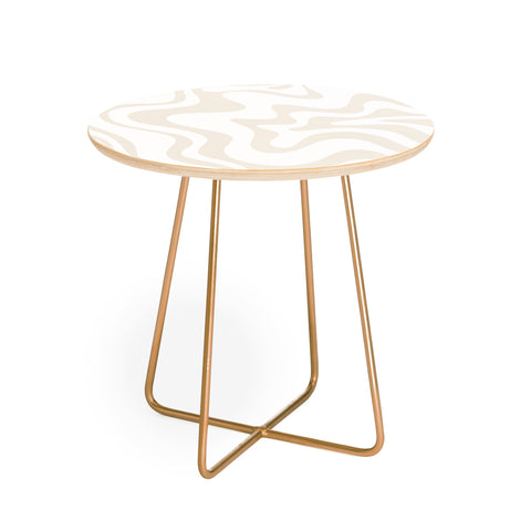 Kierkegaard Design Studio Liquid Swirl Pale Beige and White Round Side Table
