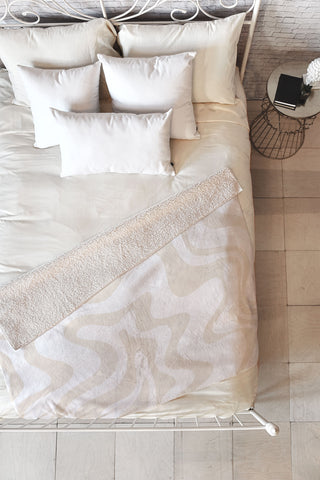 Kierkegaard Design Studio Liquid Swirl Pale Beige and White Fleece Throw Blanket