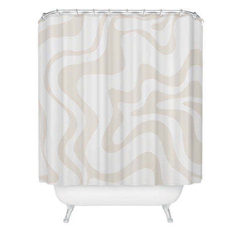 Kierkegaard Design Studio Liquid Swirl Pale Beige and White Shower Curtain