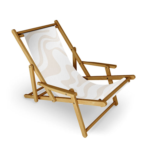 Kierkegaard Design Studio Liquid Swirl Pale Beige and White Sling Chair