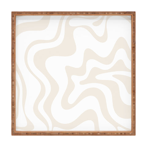 Kierkegaard Design Studio Liquid Swirl Pale Beige and White Square Tray