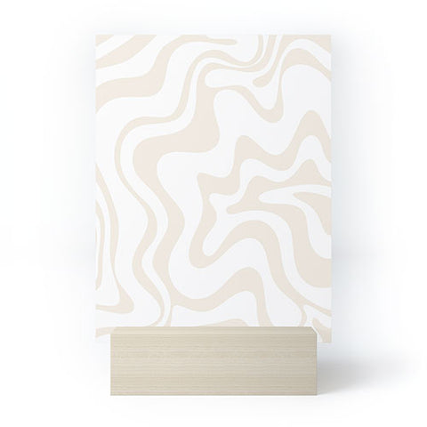 Kierkegaard Design Studio Liquid Swirl Pale Beige and White Mini Art Print