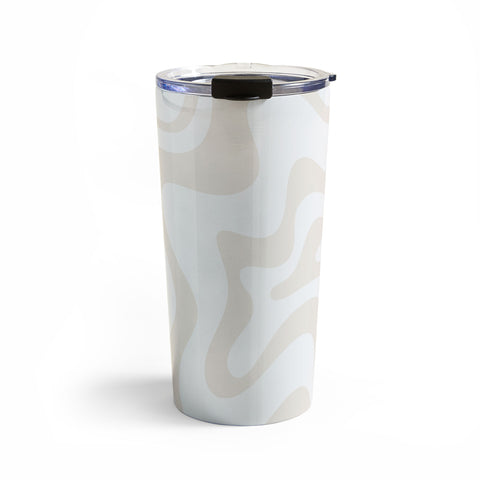 Kierkegaard Design Studio Liquid Swirl Pale Beige and White Travel Mug