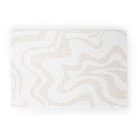 Kierkegaard Design Studio Liquid Swirl Pale Beige and White Welcome Mat
