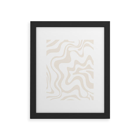 Kierkegaard Design Studio Liquid Swirl Pale Beige and White Framed Art Print