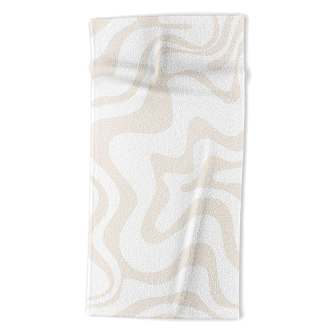 Kierkegaard Design Studio Liquid Swirl Pale Beige and White Beach Towel