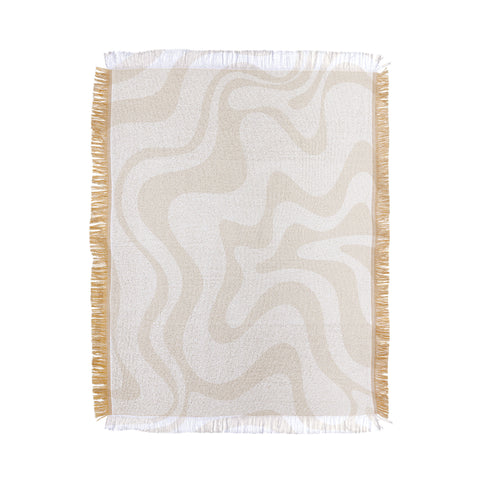 Kierkegaard Design Studio Liquid Swirl Pale Beige and White Throw Blanket