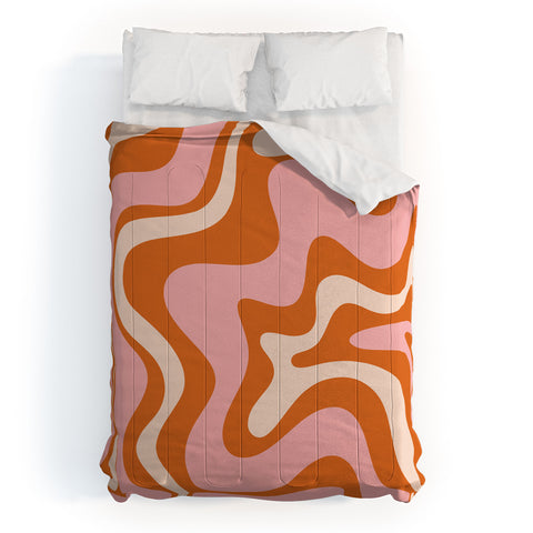 Kierkegaard Design Studio Liquid Swirl Retro Abstract pink Comforter