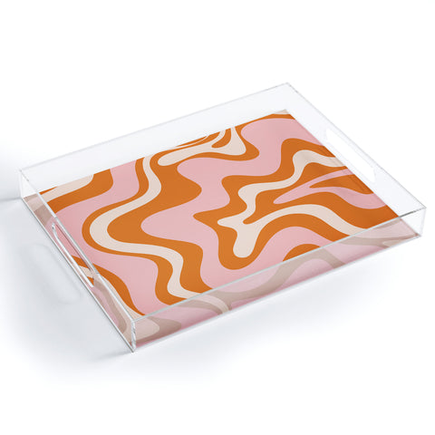 Kierkegaard Design Studio Liquid Swirl Retro Abstract pink Acrylic Tray