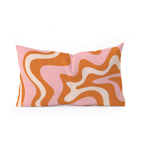 Kierkegaard Design Studio Liquid Swirl Retro Abstract pink Oblong Throw Pillow