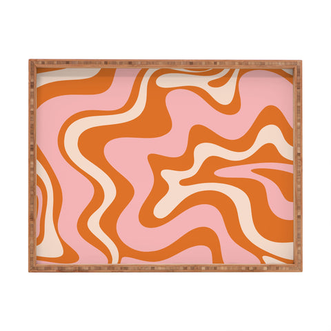 Kierkegaard Design Studio Liquid Swirl Retro Abstract pink Rectangular Tray