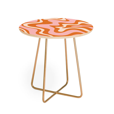 Kierkegaard Design Studio Liquid Swirl Retro Abstract pink Round Side Table