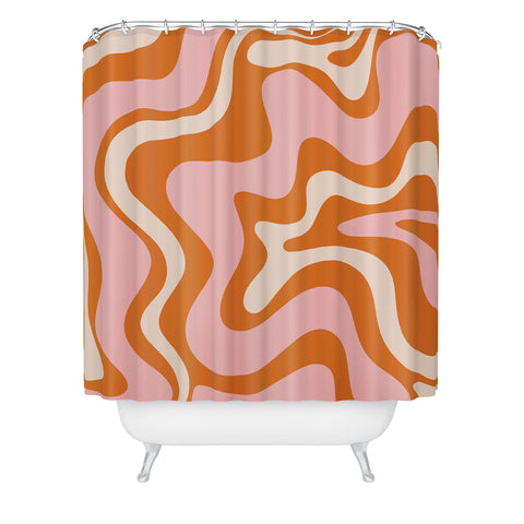 Kierkegaard Design Studio Liquid Swirl Retro Abstract pink Shower Curtain
