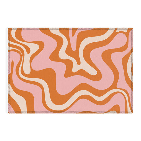 Kierkegaard Design Studio Liquid Swirl Retro Abstract pink Outdoor Rug