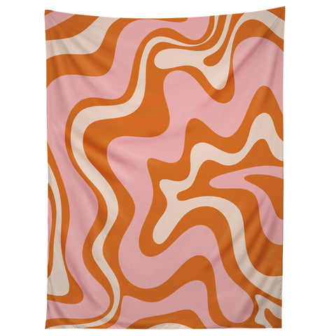 Kierkegaard Design Studio Liquid Swirl Retro Abstract pink Tapestry
