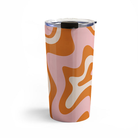 Kierkegaard Design Studio Liquid Swirl Retro Abstract pink Travel Mug