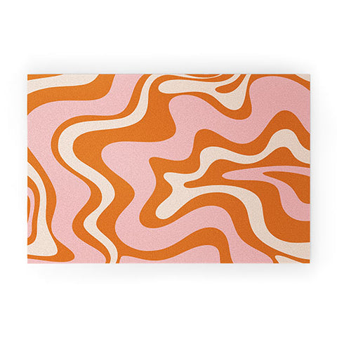 Kierkegaard Design Studio Liquid Swirl Retro Abstract pink Welcome Mat