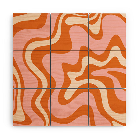Kierkegaard Design Studio Liquid Swirl Retro Abstract pink Wood Wall Mural