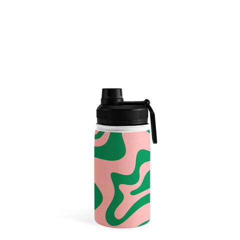 Kierkegaard Design Studio Liquid Swirl Retro Pink and Bright Green Water Bottle
