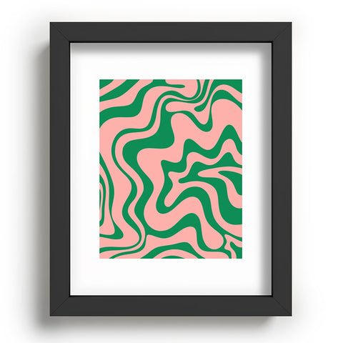 Kierkegaard Design Studio Liquid Swirl Retro Pink and Bright Green Recessed Framing Rectangle