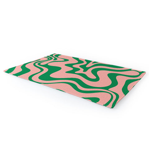 Kierkegaard Design Studio Liquid Swirl Retro Pink and Bright Green Area Rug