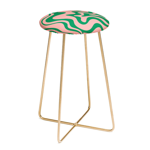 Kierkegaard Design Studio Liquid Swirl Retro Pink and Bright Green Counter Stool