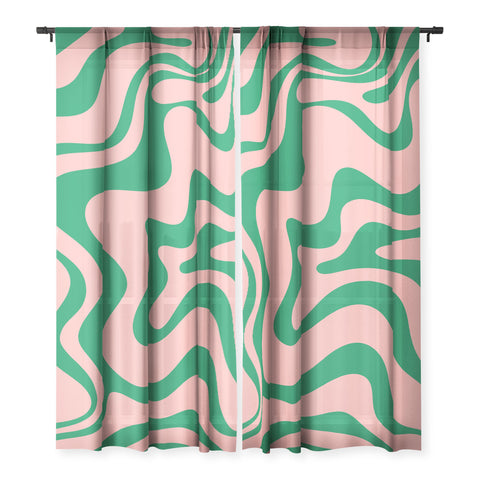 Kierkegaard Design Studio Liquid Swirl Retro Pink and Bright Green Sheer Non Repeat