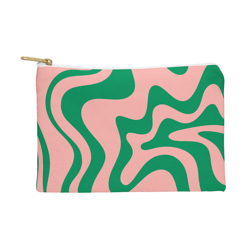 Kierkegaard Design Studio Liquid Swirl Retro Pink and Bright Green Pouch