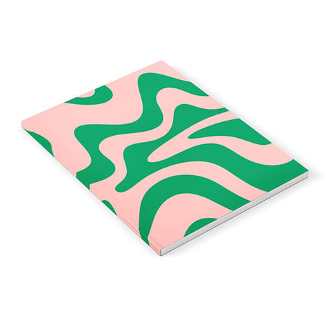 Kierkegaard Design Studio Liquid Swirl Retro Pink and Bright Green Notebook