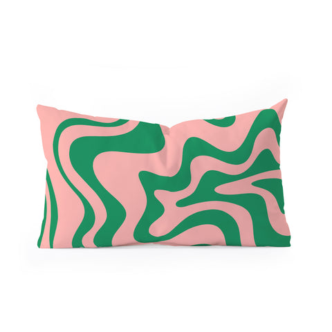 Kierkegaard Design Studio Liquid Swirl Retro Pink and Bright Green Oblong Throw Pillow
