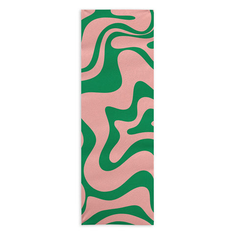 Kierkegaard Design Studio Liquid Swirl Retro Pink and Bright Green Yoga Towel