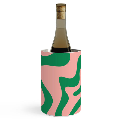 Kierkegaard Design Studio Liquid Swirl Retro Pink and Bright Green Wine Chiller