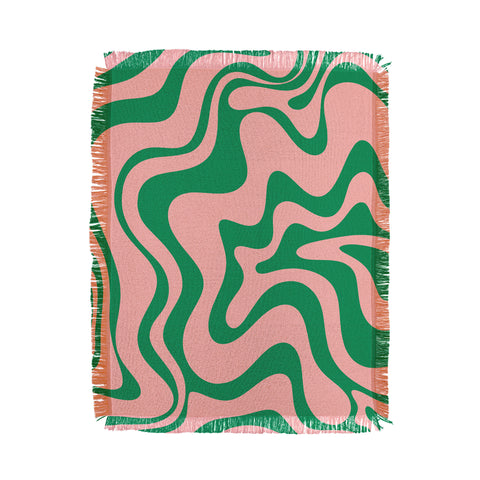 Kierkegaard Design Studio Liquid Swirl Retro Pink and Bright Green Throw Blanket