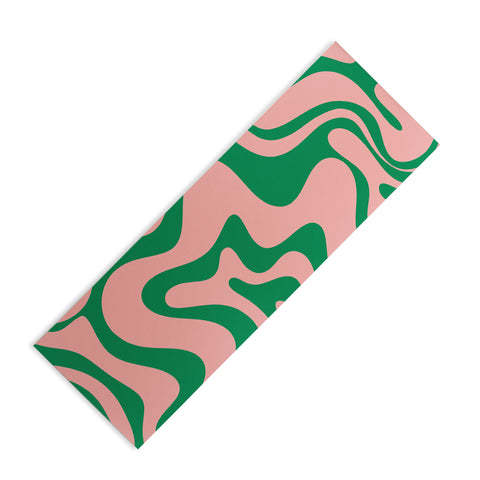 Kierkegaard Design Studio Liquid Swirl Retro Pink and Bright Green Yoga Mat